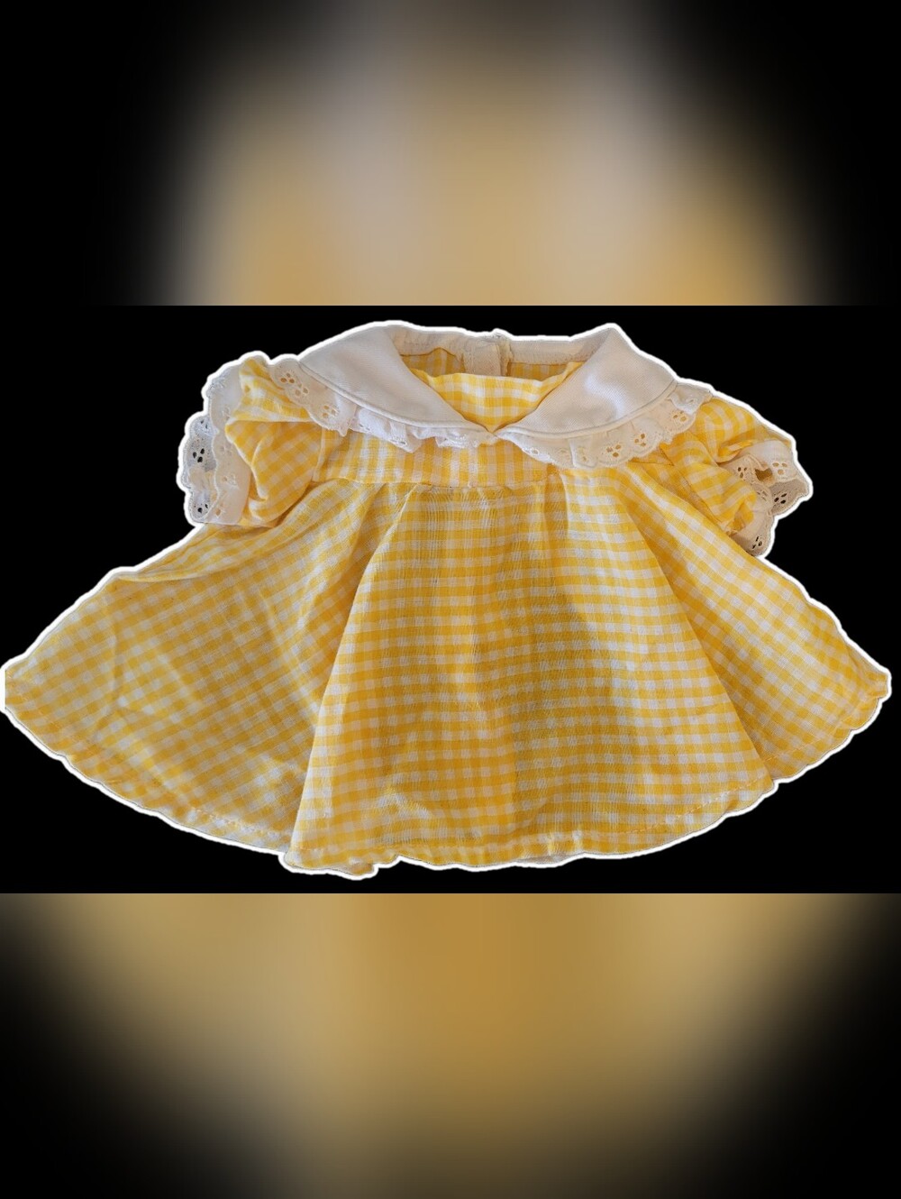 Vintage Cabbage Patch Kid Yellow Gingham Dress With Ties